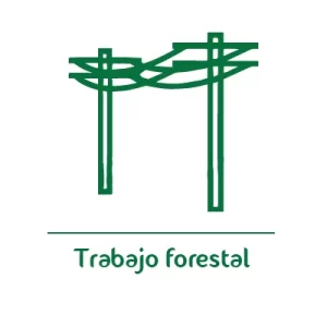 Icono verde de trabajo forestal